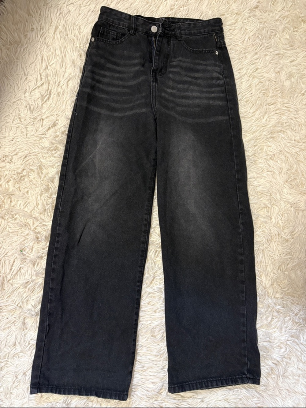High-Waist Black Wide Leg Jeans